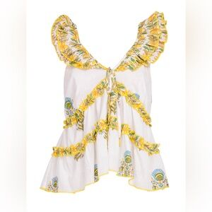 Love the Label Juniper Top in Lohdi Garden Print White Medium